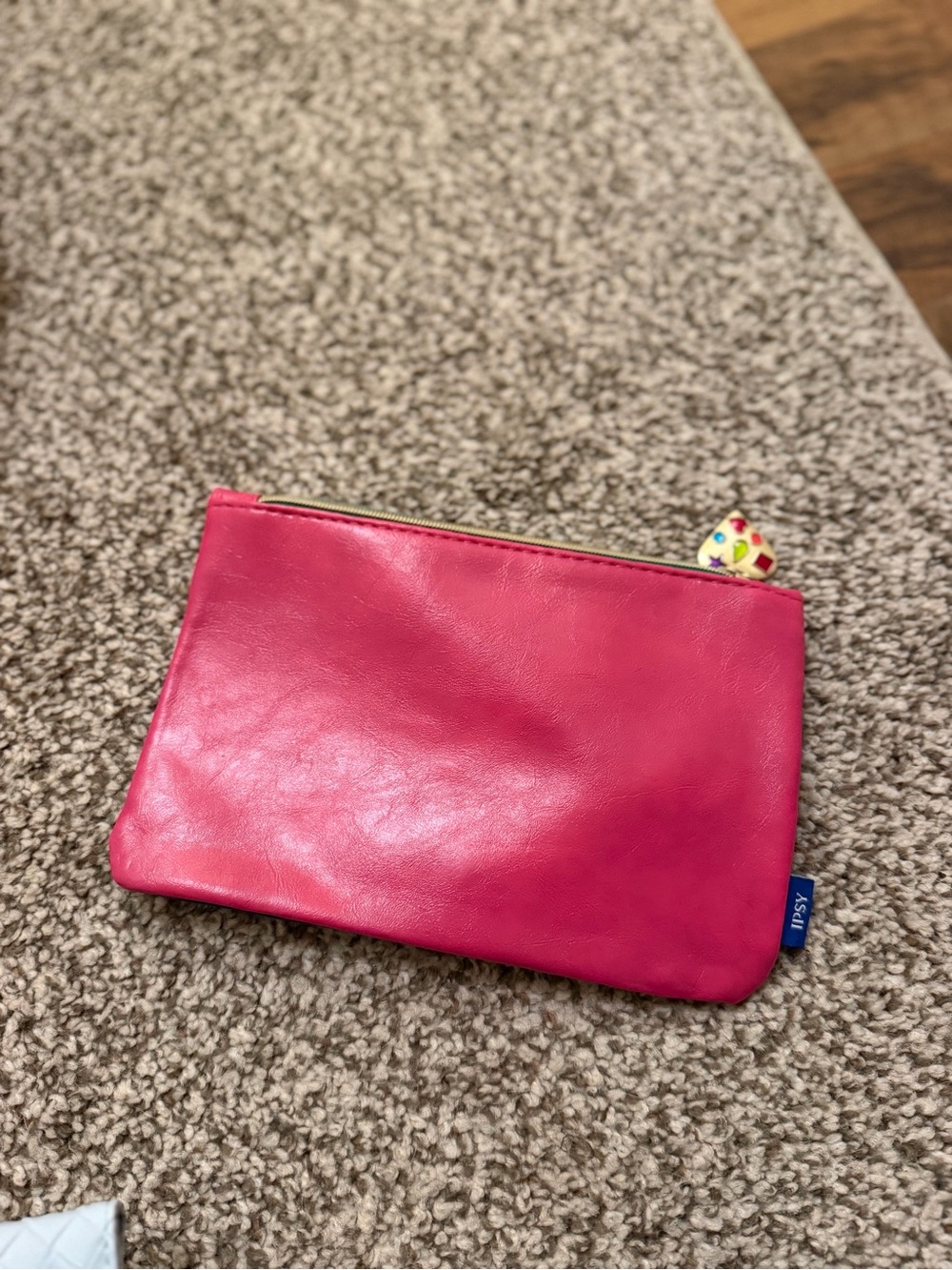 Bright Pink Leather Zip Pouch - Travel & Everyday Clutch